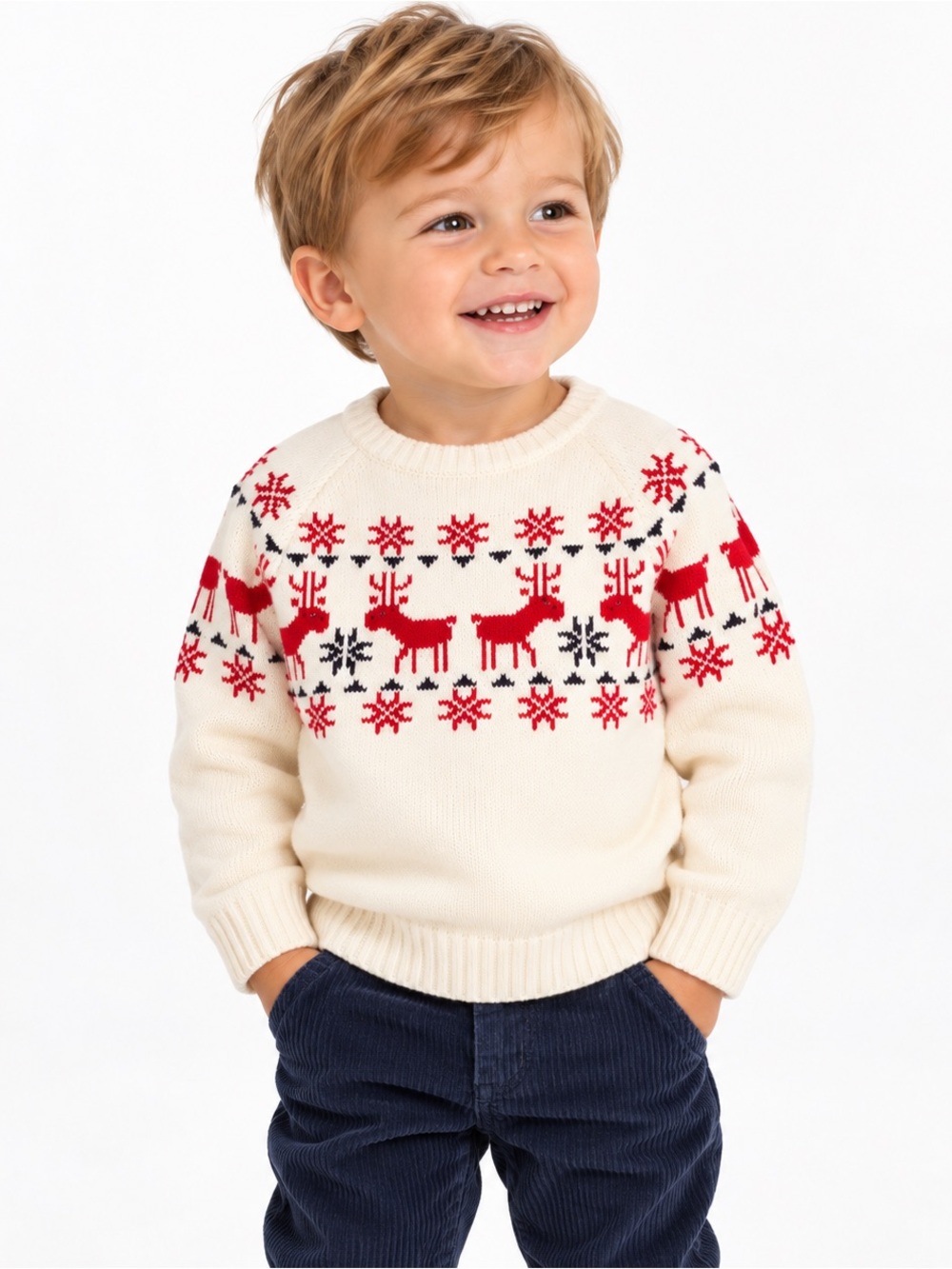 Hanna Andersson Combed Cotton Fair Isle Holiday Sweater, 2T, MSRP $75